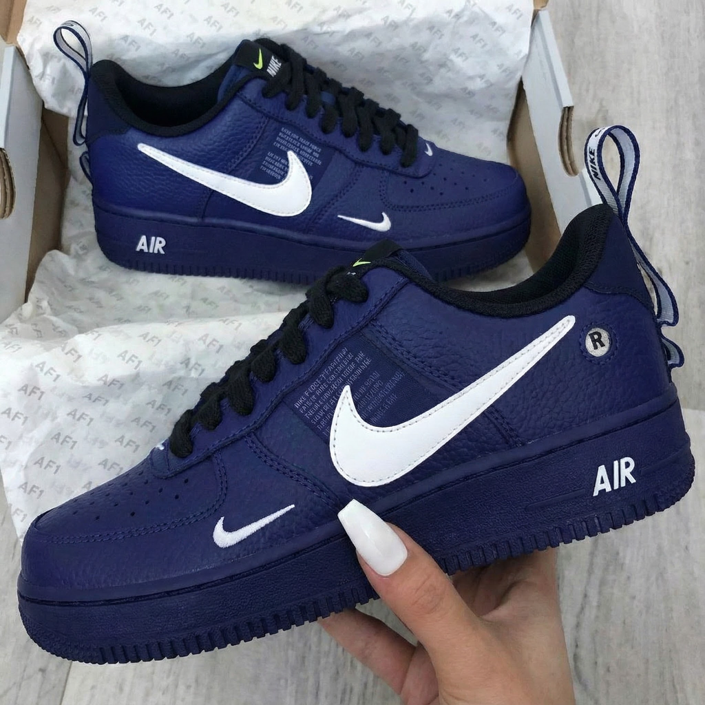 Custom AF 1s Shoes Classic Navy White