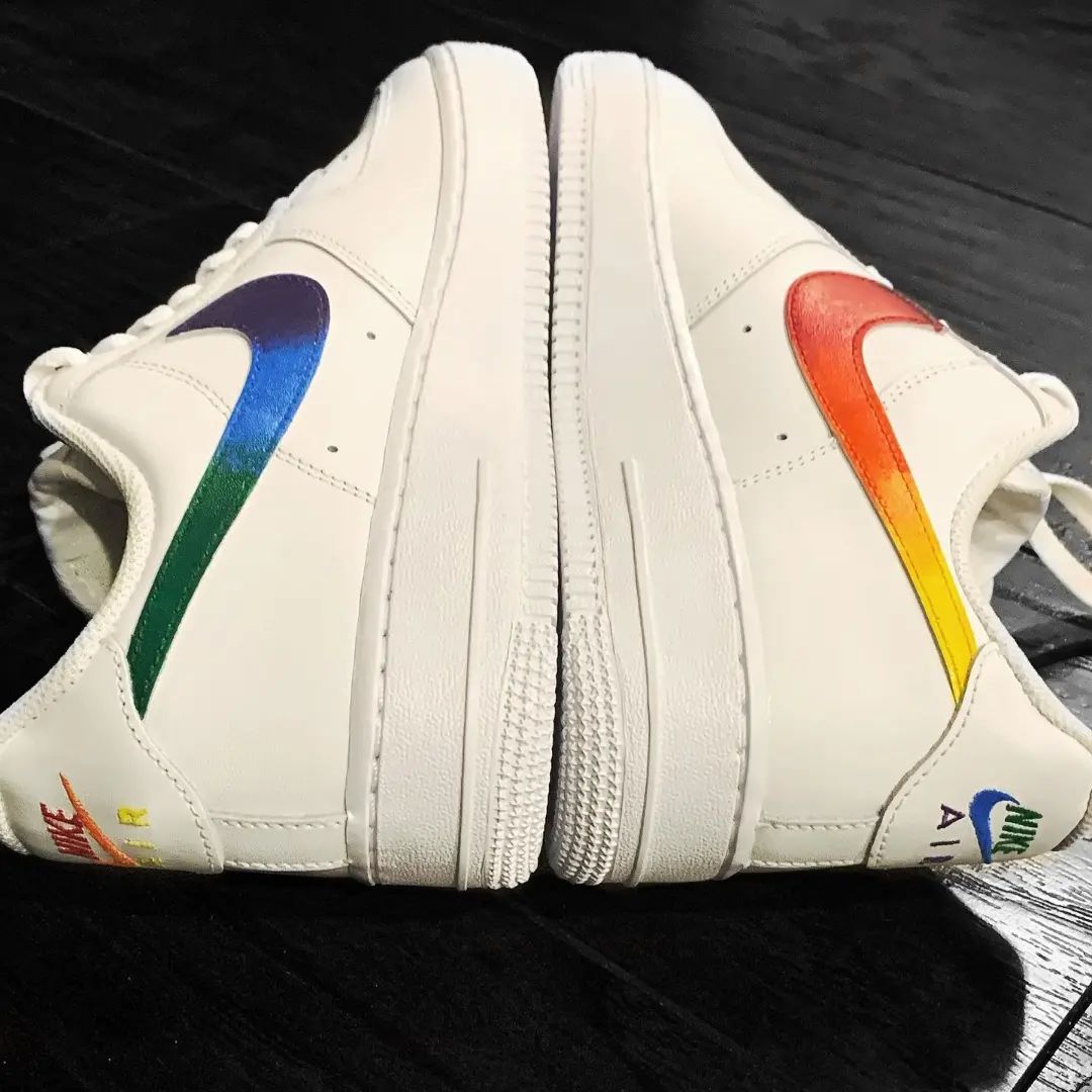Custom AF 1s Shoes Colorful Rainbow Dripping Swoosh