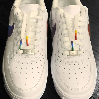 Custom AF 1s Shoes Colorful Rainbow Dripping Swoosh