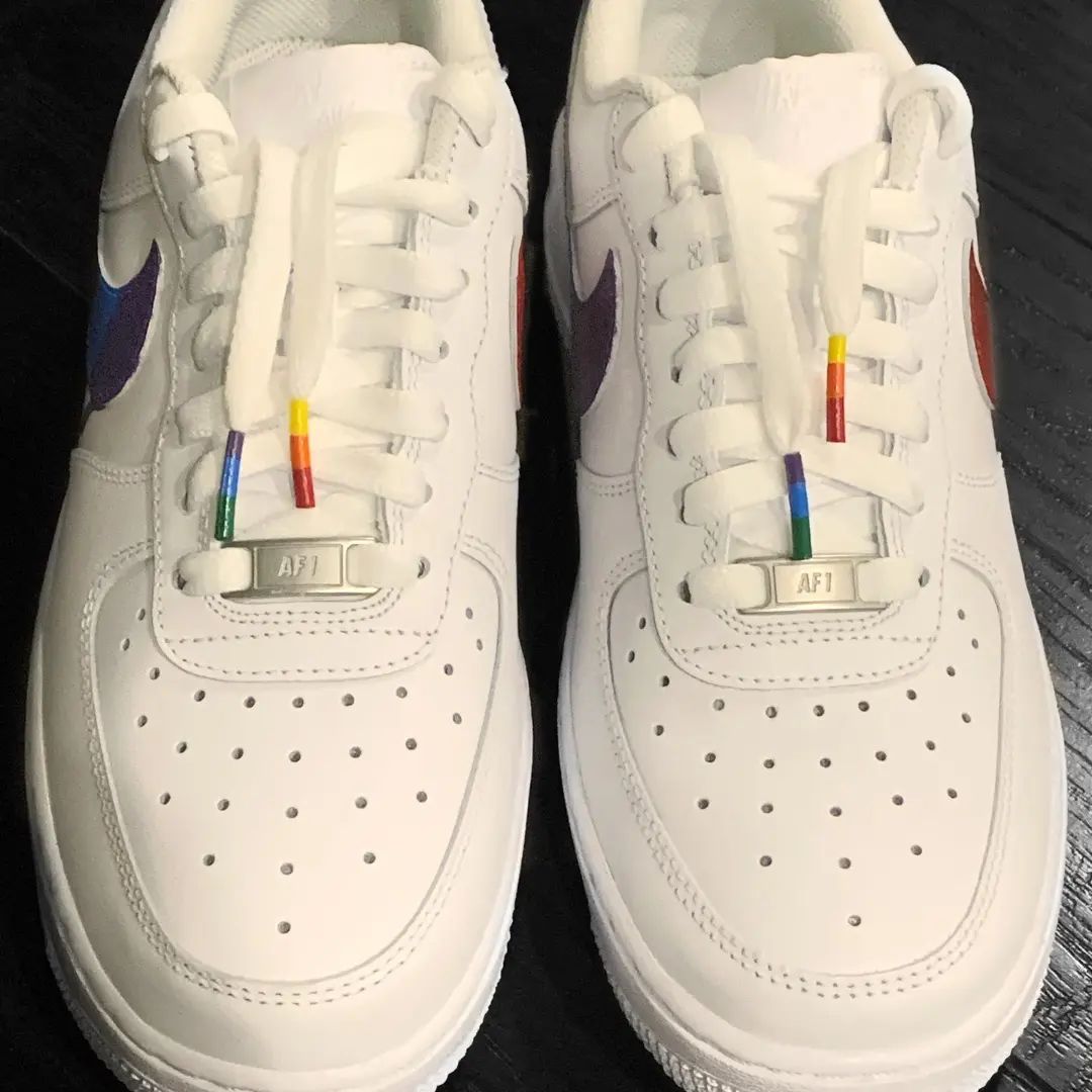 Custom AF 1s Shoes Colorful Rainbow Dripping Swoosh