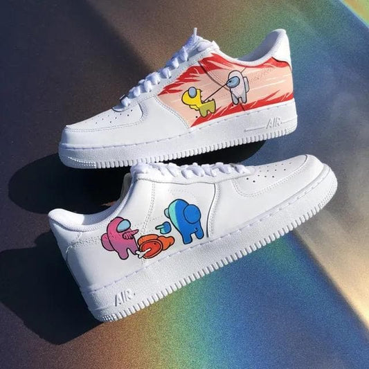 Custom AF 1s Shoes Cute Among Us Theme Red Pink