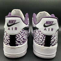 Custom AF 1s Shoes Deep Purple Base with Black Cracked Design