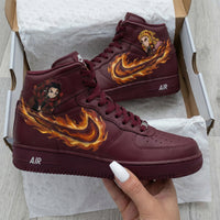 Custom AF 1s Shoes Demon Slayer Theme Burgundy Orange