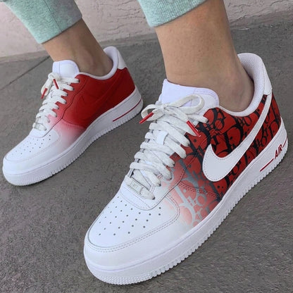 Custom AF 1s Shoes Dior Monogram Red