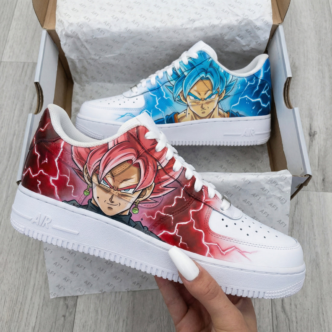 Custom AF 1s Shoes Dragon Ball Characters Blue Red