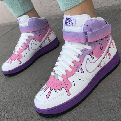 Custom AF 1s Shoes Dreamy Baby Pink Purple Drip Melting