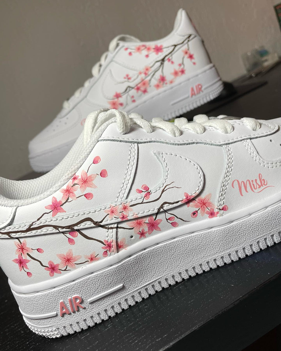 Custom AF 1s Shoes Dreamy Pastel Cherry Blossom Pink Pattern