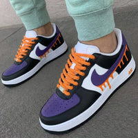 Custom AF 1s Shoes Drip Black Purple Orange