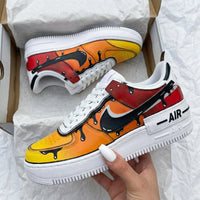 Custom AF 1s Shoes Drip Pattern Yellow Orange