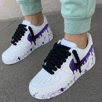 Custom AF 1s Shoes Drip Splatter Purple Black
