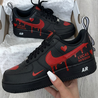 Custom AF 1s Shoes Dripping Hearts Custom Black Red