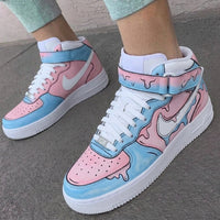 Custom AF 1s Shoes Dripping Pattern Baby Pink Baby Blue
