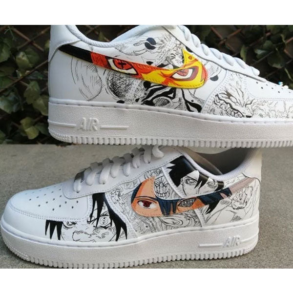 Custom AF 1s Shoes Dynamic Naruto Theme Orange Black