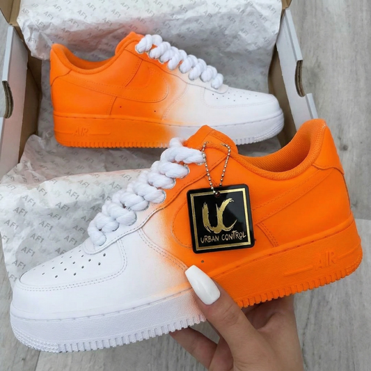 Custom AF 1s Shoes Energetic Sunset Ombre Orange White