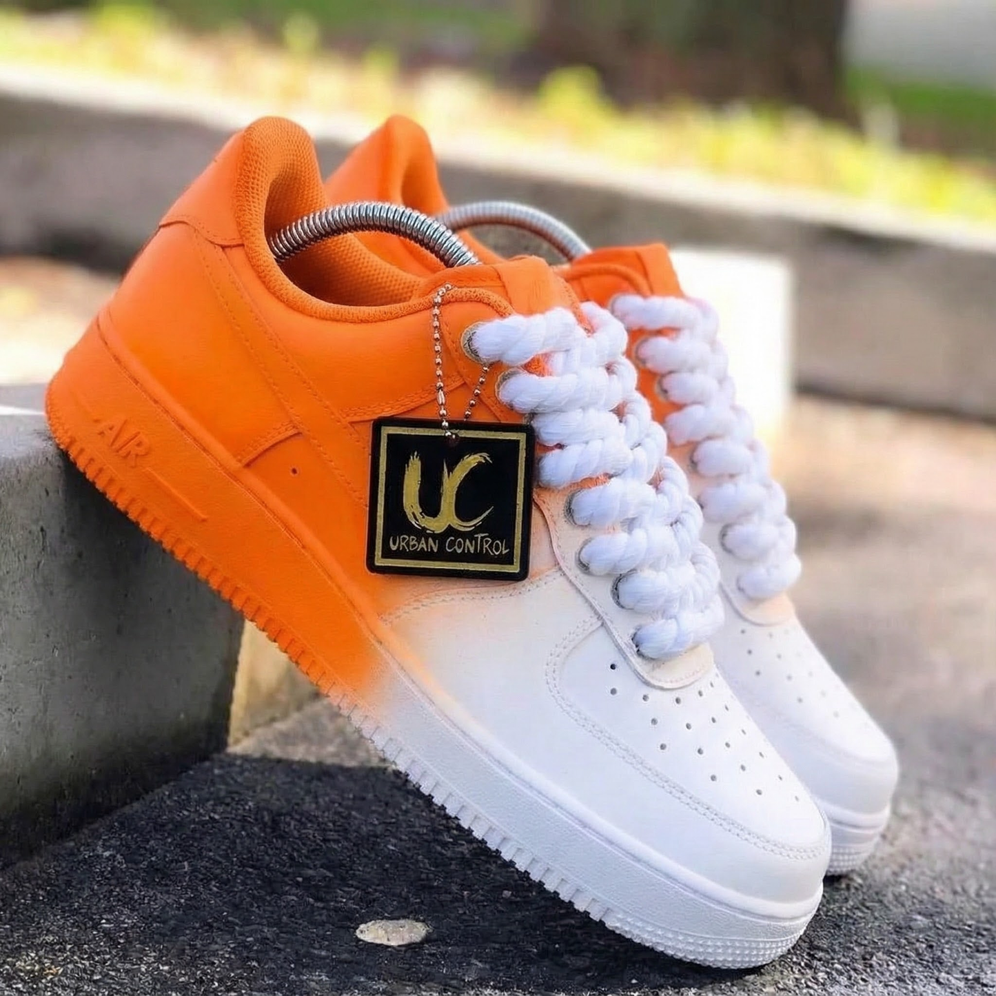 Custom AF 1s Shoes Energetic Sunset Ombre Orange White