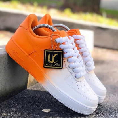Custom AF 1s Shoes Energetic Sunset Ombre Orange White