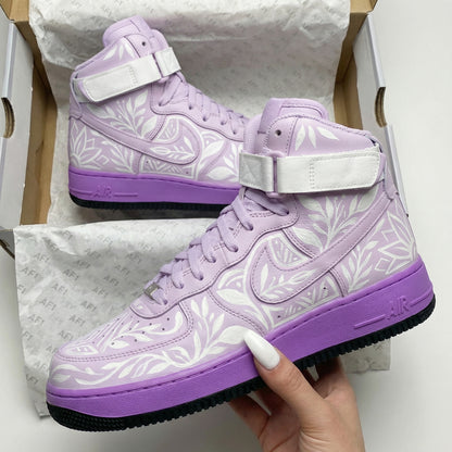 Custom AF 1s Shoes Ethereal Light Purple White Floral