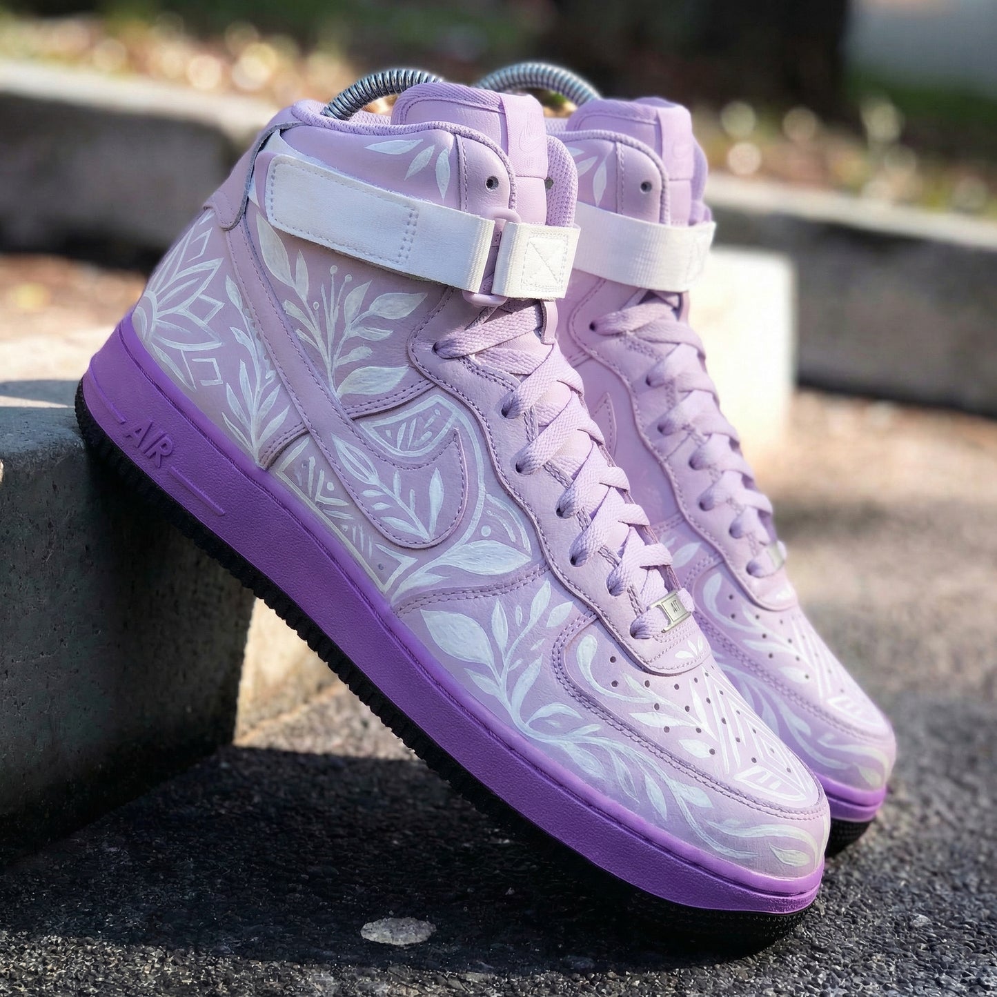 Custom AF 1s Shoes Ethereal Light Purple White Floral