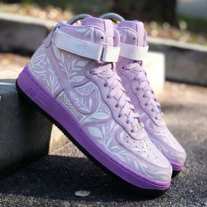 Custom AF 1s Shoes Ethereal Light Purple White Floral