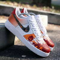 Custom AF 1s Shoes Fiery Orange Red Splatter Design