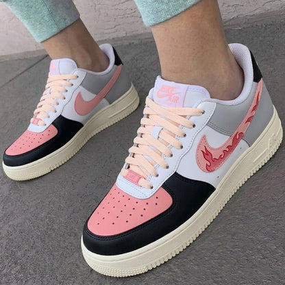 Custom AF 1s Shoes Flame Baby Pink Black