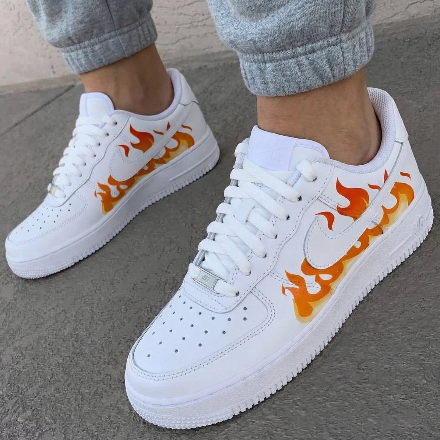 Custom AF 1s Shoes Flame Orange Yellow