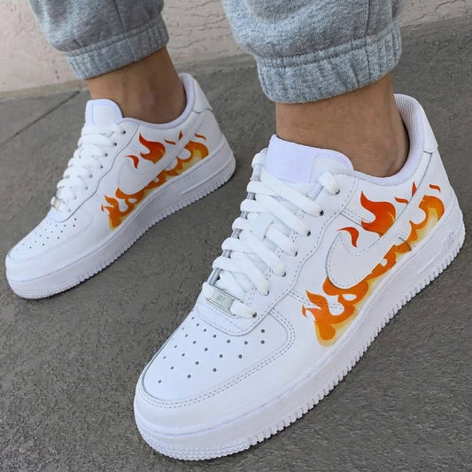 Custom AF 1s Shoes Flame Orange Yellow