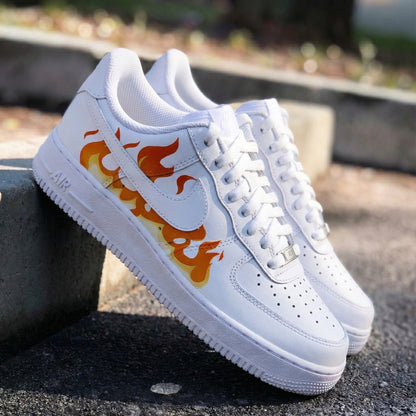 Custom AF 1s Shoes Flame Orange Yellow