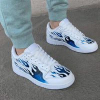 Custom AF 1s Shoes Flames Blue Black