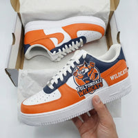 Custom AF 1s Shoes Fultondale Wildcats Logo Fox Orange Navy Blue