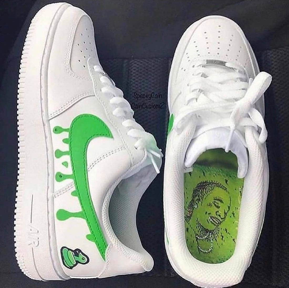 Custom AF 1s Shoes Fun Frog Pattern Green