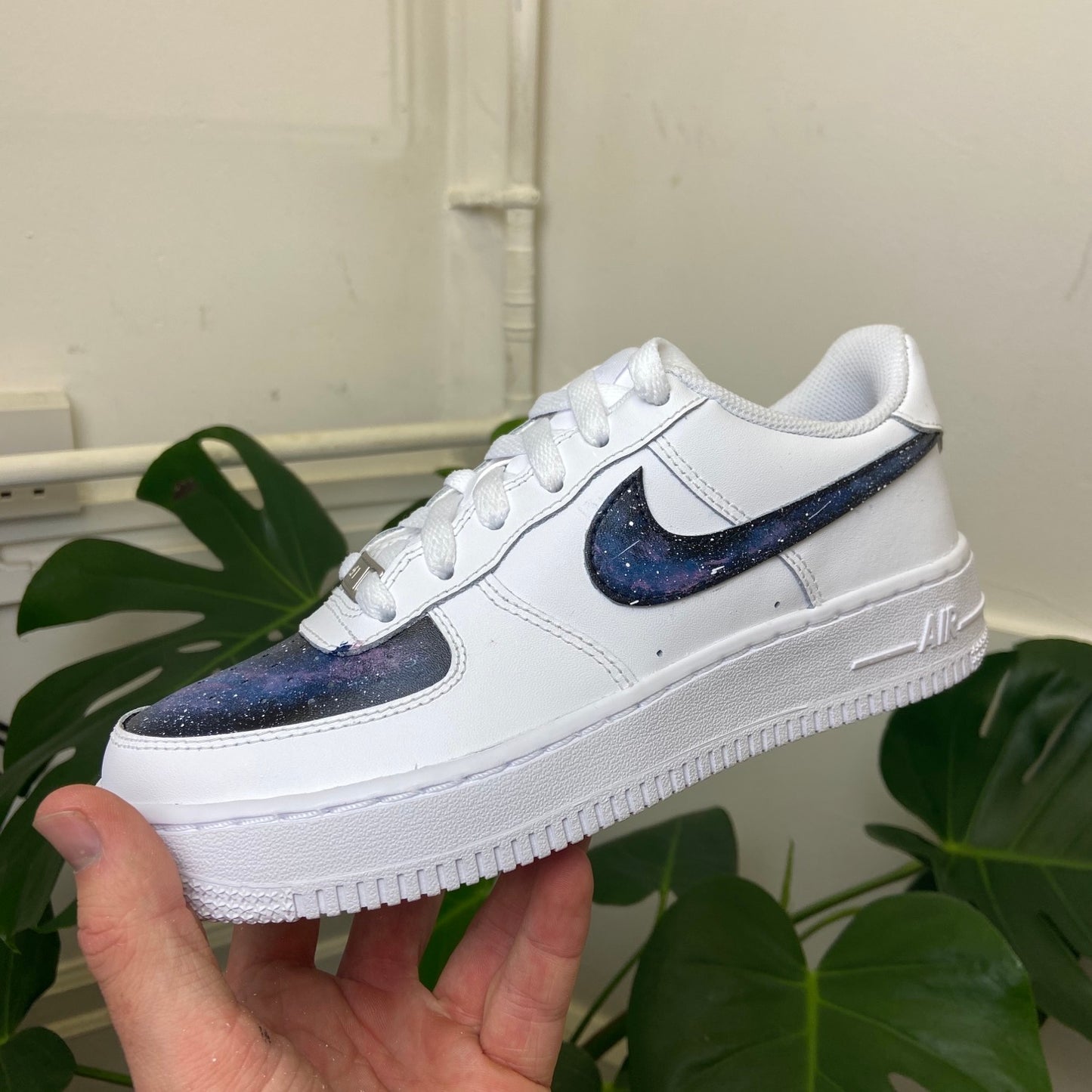 Custom AF 1s Shoes Galaxy Design Blue Purple
