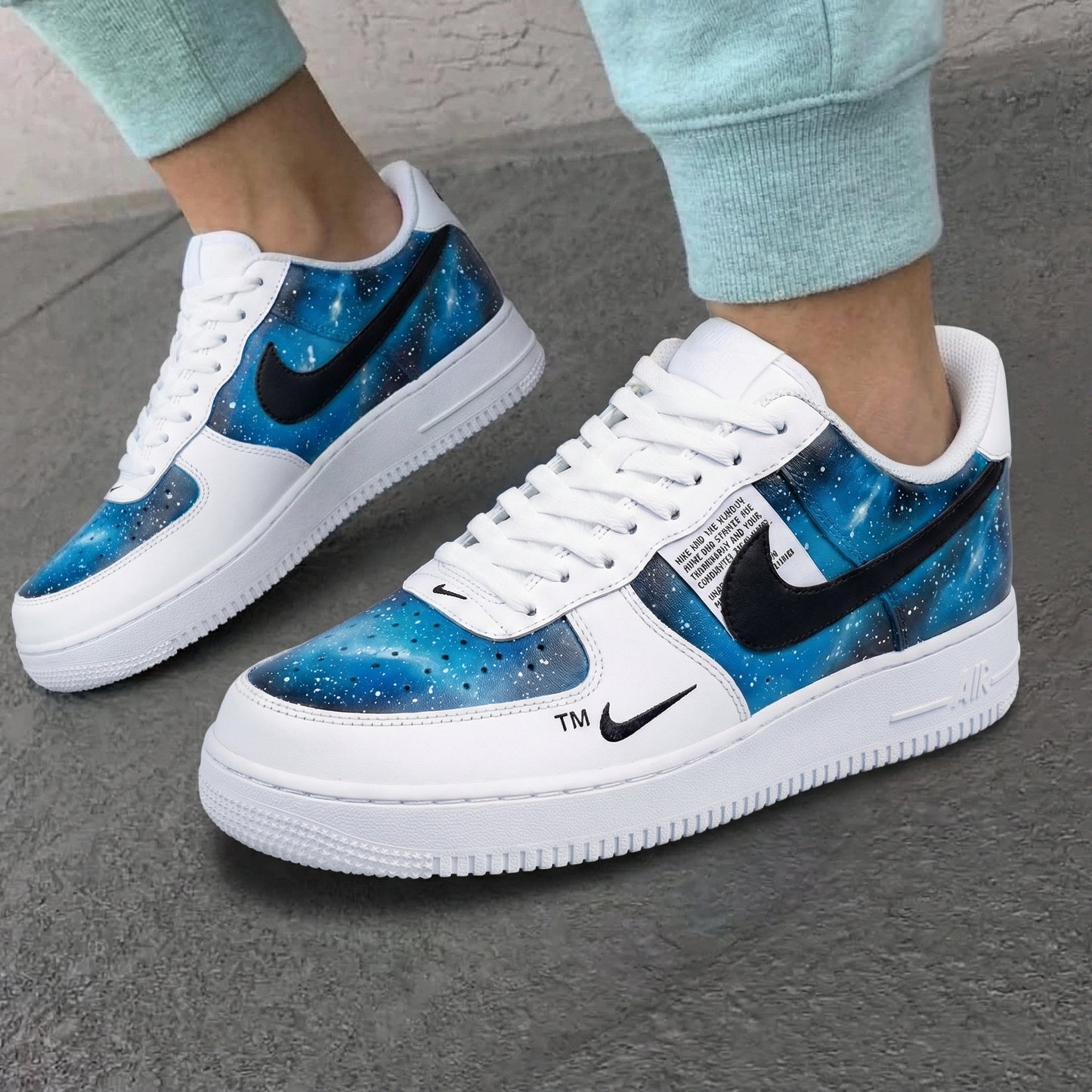 Custom AF 1s Shoes Galaxy Pattern Blue Black