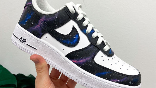 Custom AF 1s Shoes Galaxy Pattern Blue Purple