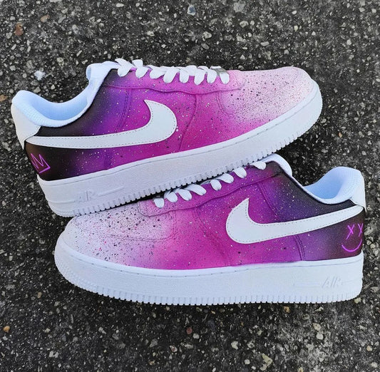 Custom AF 1s Shoes Galaxy Pattern Pink Purple