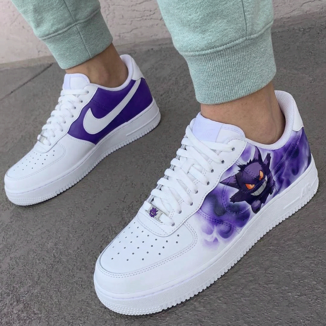 Custom AF 1s Shoes Gengar Purple Smoke White Purple