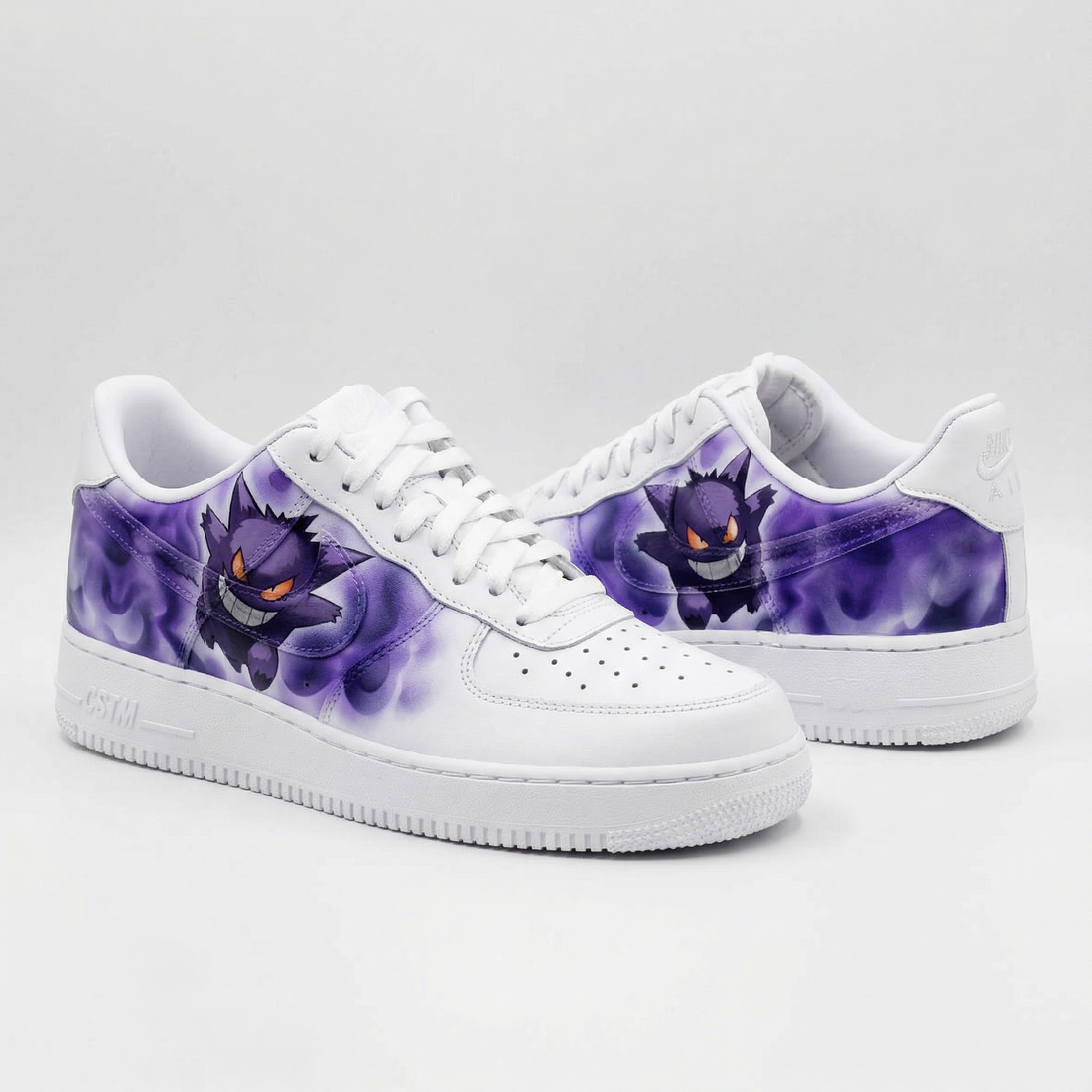Custom AF 1s Shoes Gengar Purple Smoke White Purple