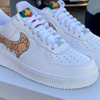 Custom AF 1s Shoes GG Pattern Brown White