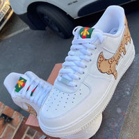 Custom AF 1s Shoes GG Pattern Brown White