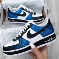 Custom AF 1s Shoes Glitter Blue Black