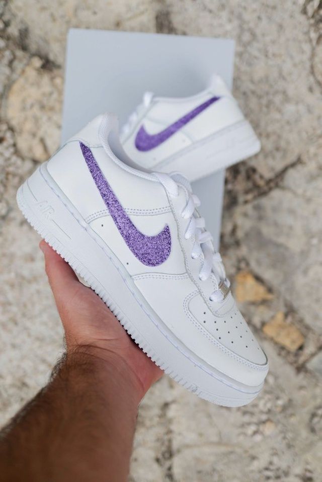 Custom AF 1s Shoes Glitter Purple Color