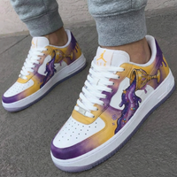 Custom AF 1s Shoes Goblet Pattern Yellow Purple