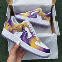 Custom AF 1s Shoes Goblet Pattern Yellow Purple
