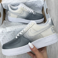 Custom AF 1s Shoes Gradient Gray Beige