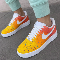 Custom AF 1s Shoes Gradient Paint Splatter Coral Orange Yellow