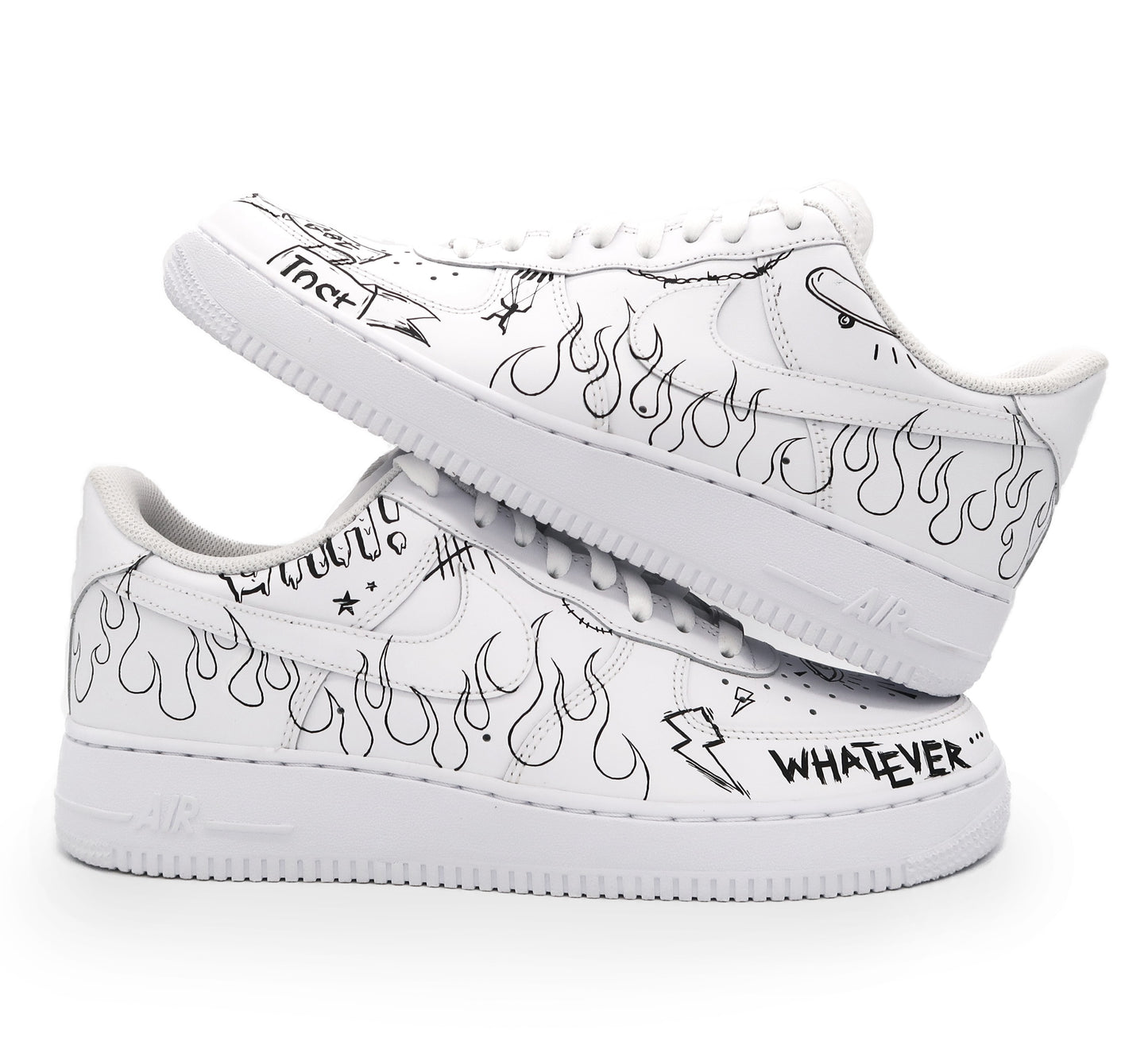 Custom AF 1s Shoes Graffiti Black White