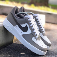 Custom AF 1s Shoes Gray and Dark Gray