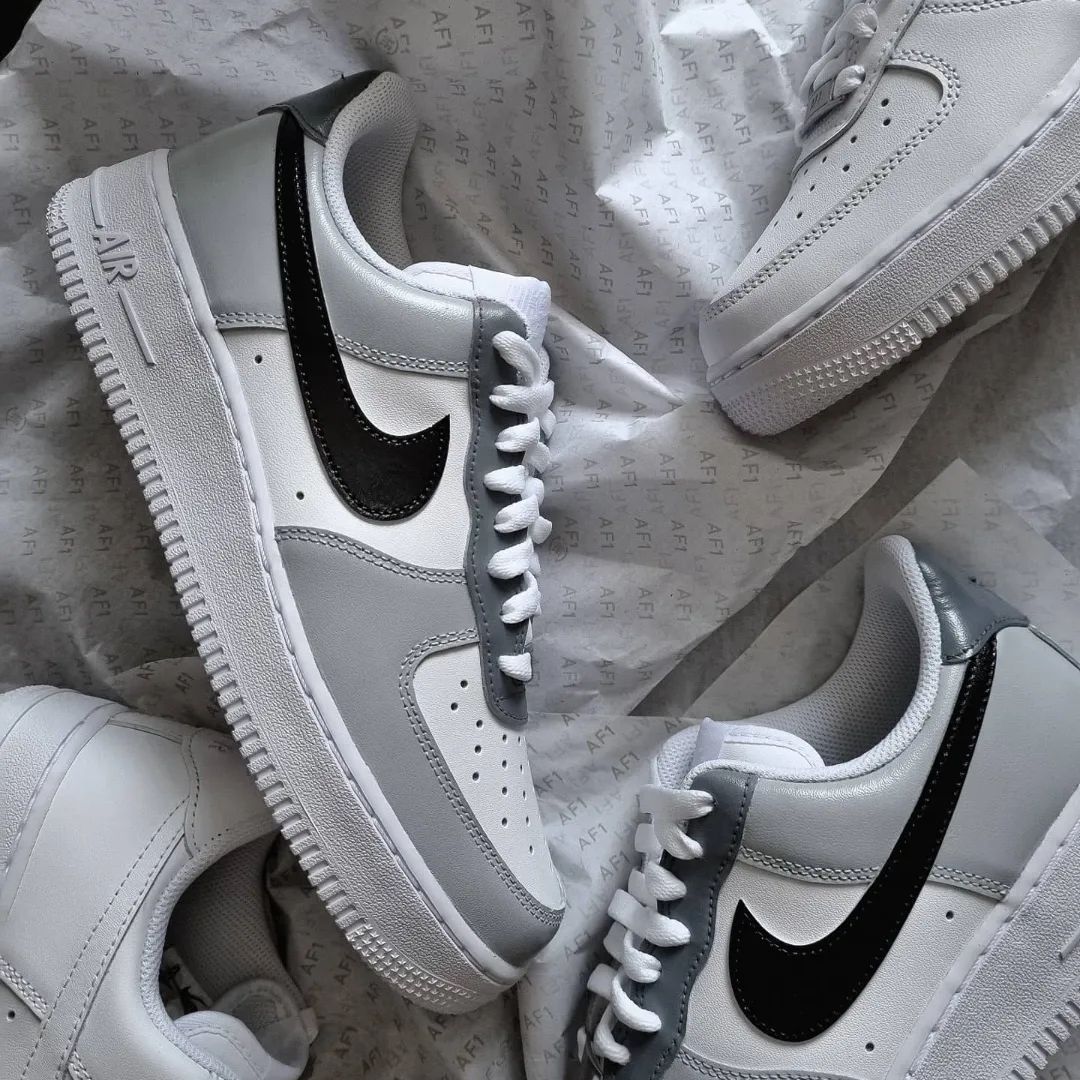 Custom AF 1s Shoes Gray Black Colorway
