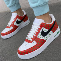 Custom AF 1s Shoes Heart Pattern Red Green