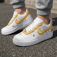 Custom AF 1s Shoes Honey Drip Bees Winnie The Pooh Yellow White